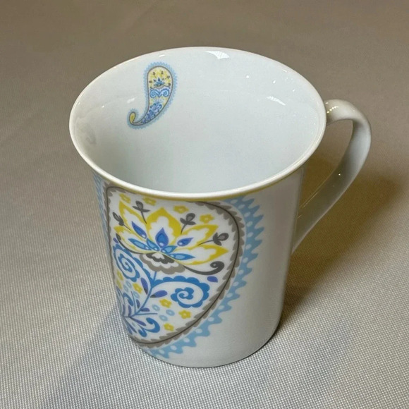 Dena Home Paisley Porcelain Handled Trumpet Shape Coffee Mug 12oz - Picture 2 of 6